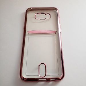 Clear/rose gold S8 Plus phone case with card slot